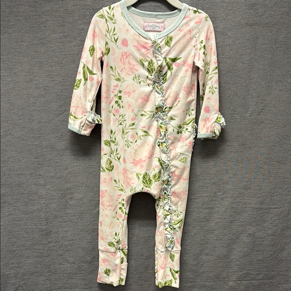 Sweet Honey floral layette one piece sleeper